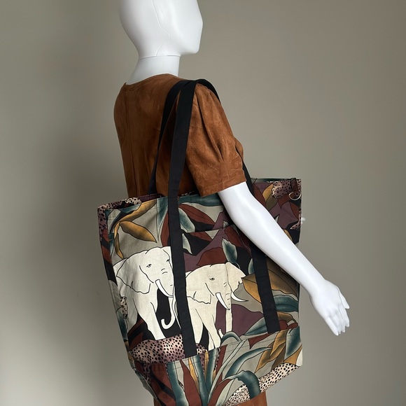 Vintage Jungle Print Large Tote Bag - Picture 5 of 6
